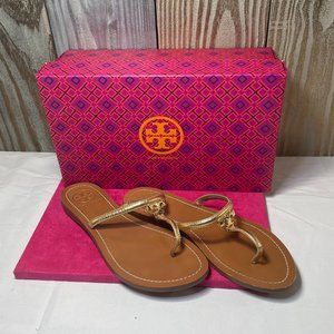 Tory Burch Logo Metallic Sandals